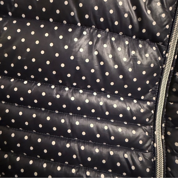 Vince Camuto Dark Blue Polka Dot Puffer Vest - Picture 3 of 8